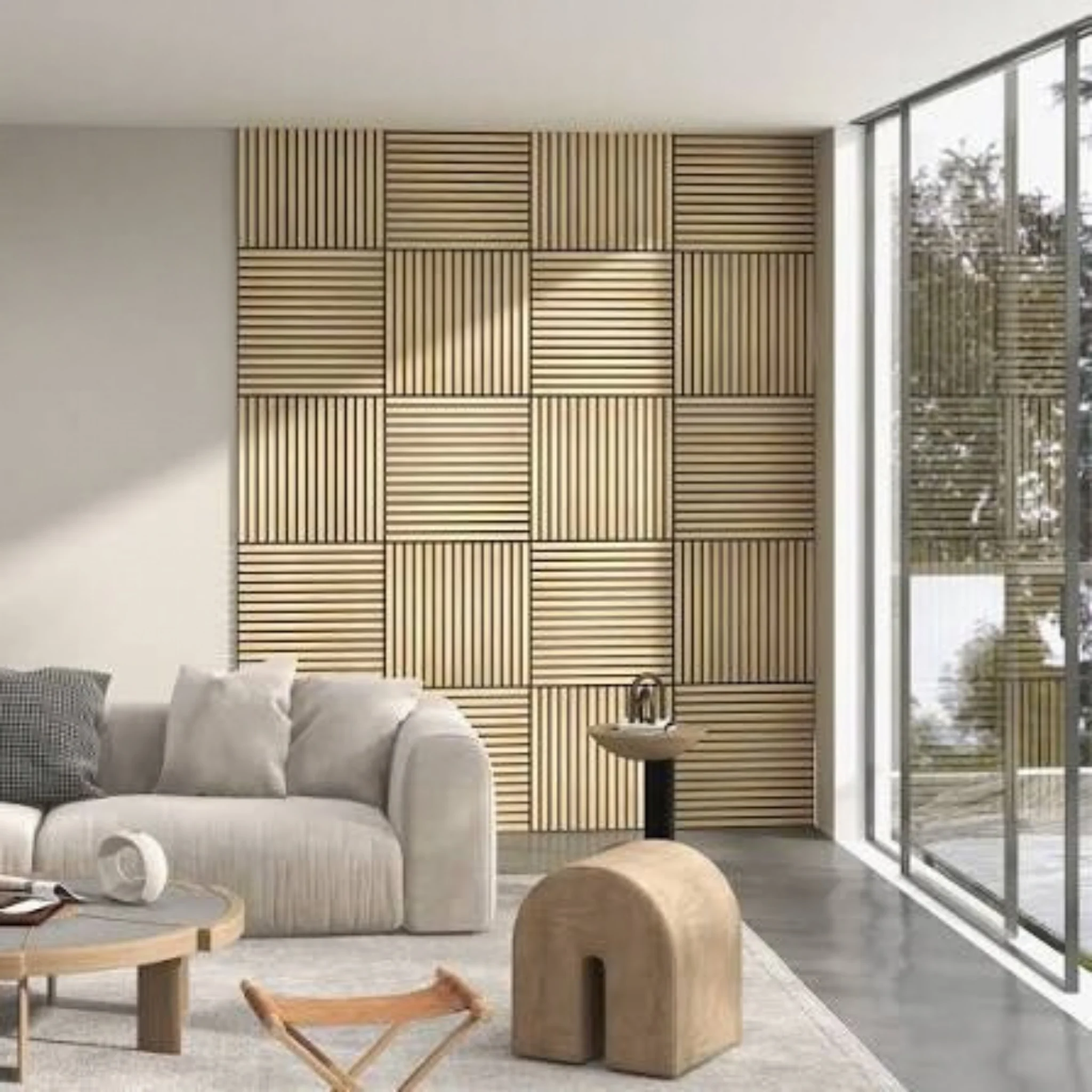 Wall sound insulation system in a completed project