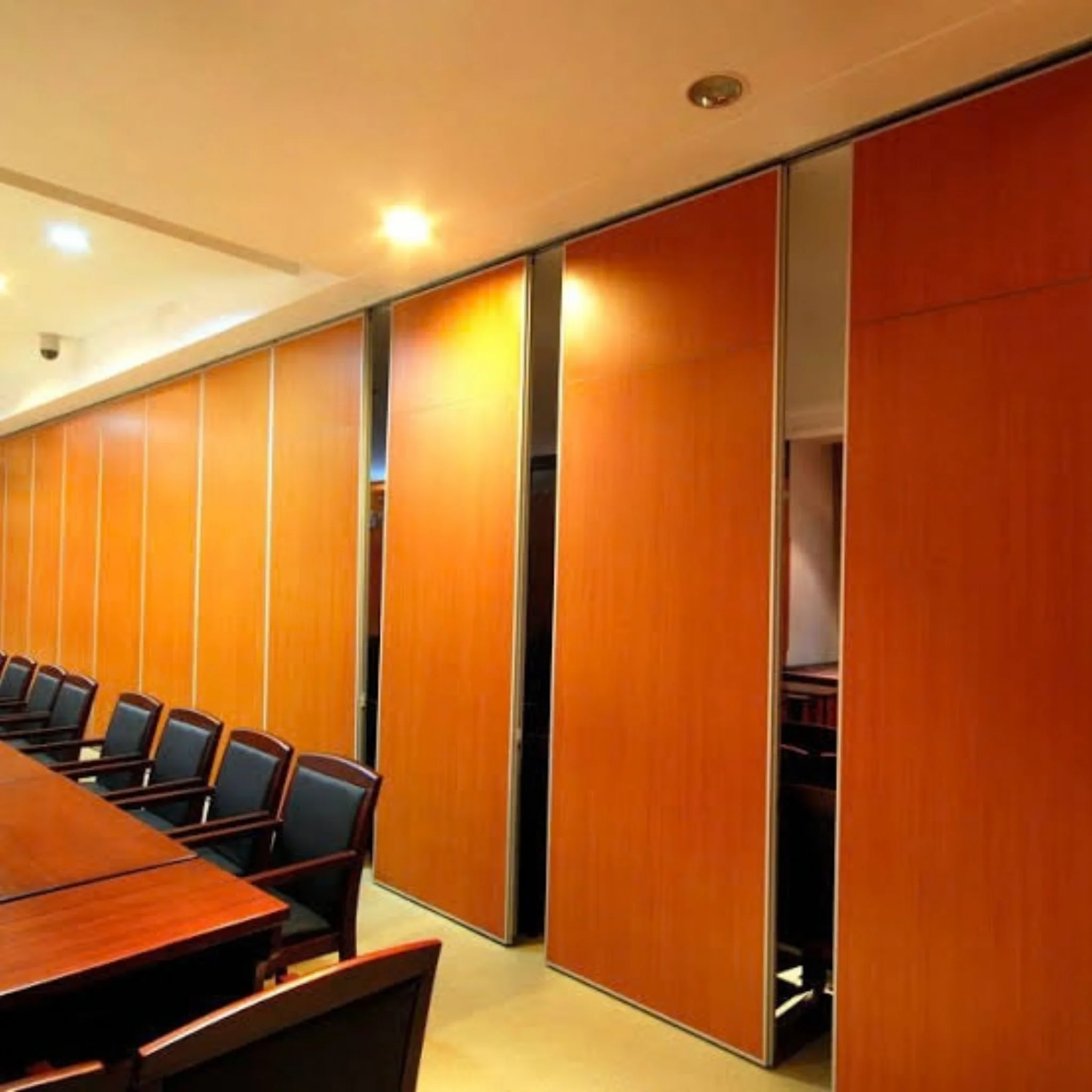 Glass operable wall in a completed project